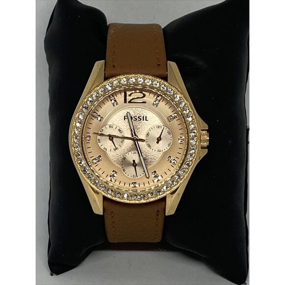 Fossil Riley ES2811 Women's Brown Leather Analog Dial Quartz Wrist Watch OP797 - Picture 3 of 12